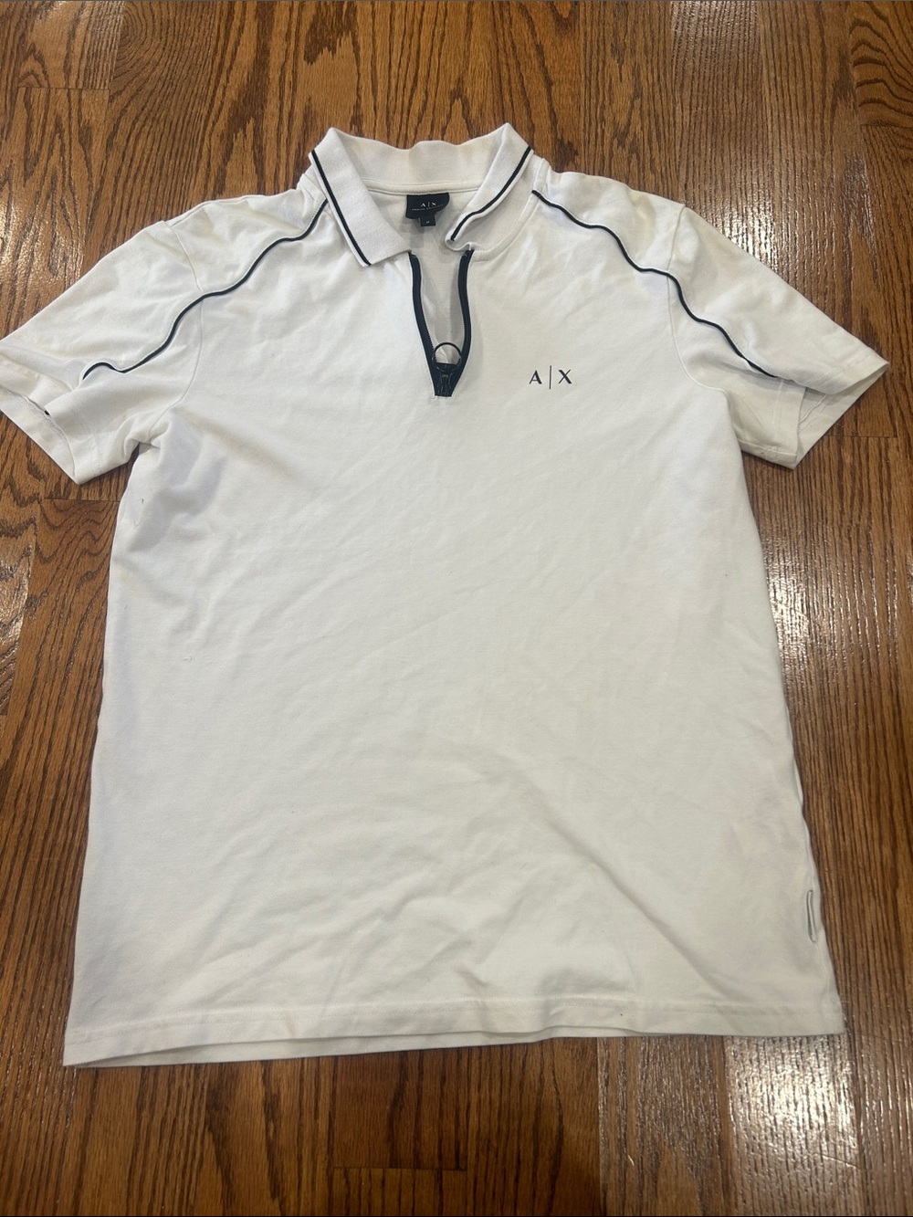 A/X Armani Exchange White Polo with Black Contrast Piping